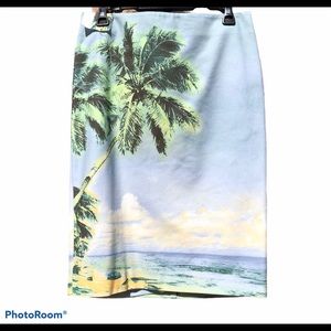 Lord & Taylor Tropical Palm Tree Summer Skirt Sz 8 NEW